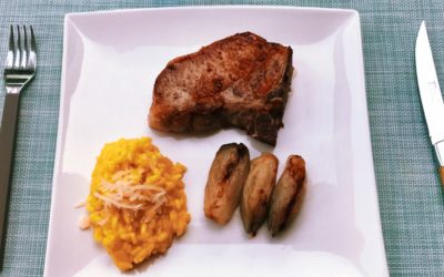 Porc ibérique et risotto au safran